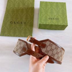 GUCCI古驰皮带678695 GG帆布宽腰带腰封