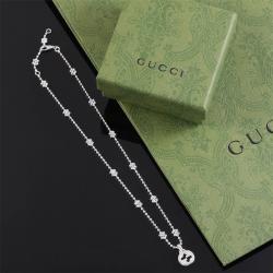 GUCCI古驰479221 雪花互扣式双G银项链