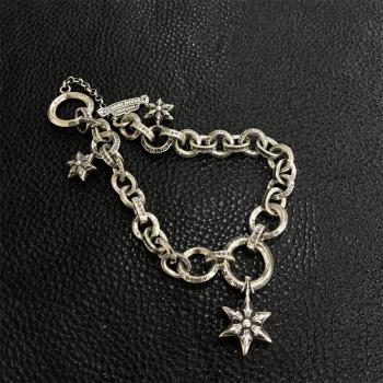 Chrome hearts CH克罗心旗舰店纯银权志龙同款六芒星吊坠渐变手链