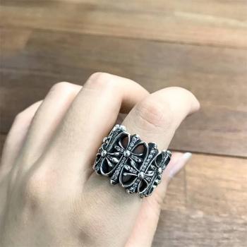 Chrome hearts CH克罗心正品官网纯银指环镶钻圆墓葬戒指