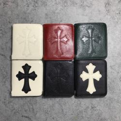 Chrome Hearts 克罗心中文官网经典皮十字架短款两折钱包CHQ005