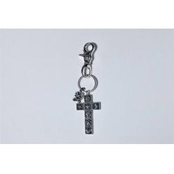 Chrome hearts CH克罗心代购纯银方格十字架钥匙扣挂件包饰