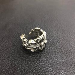 Chrome hearts CH克罗心正品代购纯银镶钻十字花开口戒指指环