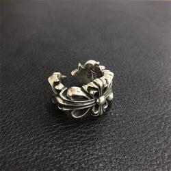 Chrome hearts CH克罗心正品价格925纯银十字花开口戒指指环男女同款