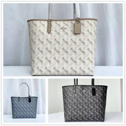 蔻驰女包COACH官网91107 REVERSIBLE CITY TOTE马车印花购物袋托特包