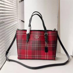 蔻驰女包图片及价位COACH CC874 MOLLIE TOTE 25格子托特包购物袋