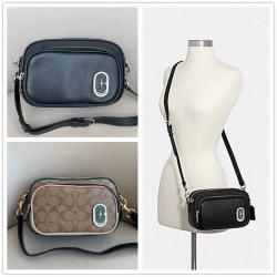 蔻驰女包COACH官网正品91065 91009 COURT CROSSBODY 双层拉链相机包