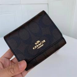 coach美国官网蔻驰正品F41302 SMALL TRIFOLD三折钱包