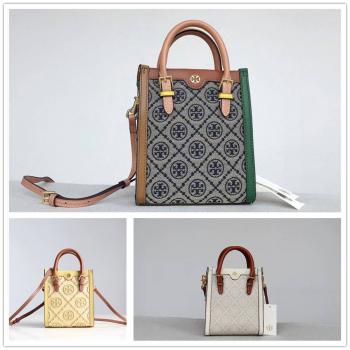 托里伯奇品牌官网Tory Burch TB 140041 137756 T MONOGRAM 迷你拼色提花托特包琴谱包