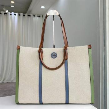 汤丽柏琦托特包鉴定tory burch TB官网89525 帆布撞色BLAKE托特包购物袋