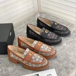 美国coach蔻驰正品女鞋Leah Loafer粗跟增高乐福鞋