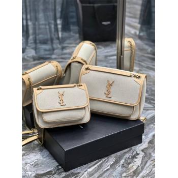 圣罗兰包包官网YSL 533037/498894 棉麻拼皮Niki手袋链条包
