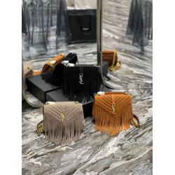 圣罗兰女包官网价格YSL 392737 MONOGRAM COLLEGE磨砂皮流苏邮差包