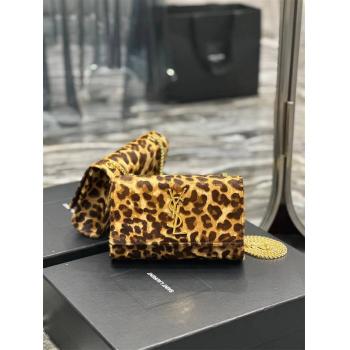 YSL圣罗兰官网女包469390 MONOGRAM KATE豹纹小号链条包