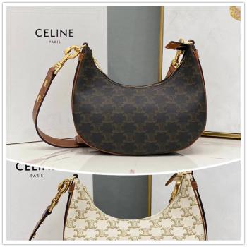 思琳2020新款Celine 196922 AVA中号标志印花牛皮革腋下包196923