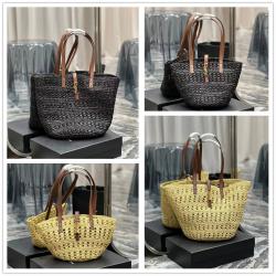 YSL圣罗兰女包685618 PANIER 拉菲草编织包镂空托特包