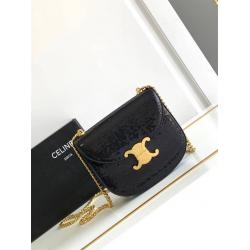 思琳品牌走秀Celine 110973 TEEN BESACE TRIOMPHE珠片亮片链条包马鞍包110413