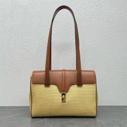 celine属于什么价位思琳女包195542 SOFT 16 中号拉菲草编织手袋195543