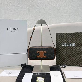 celine女包官网思琳10J582 TRIOMPHE 迷你标志印花腋下包相机包60251