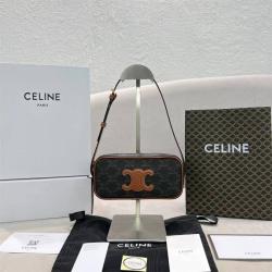 celine女包官网思琳10J582 TRIOMPHE 迷你标志印花腋下包相机包60251