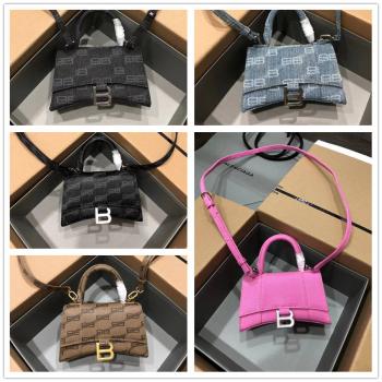 巴黎世家Balenciaga官网592833/593546 BB MONOGRAM HOURGLASS牛仔布印花沙漏包