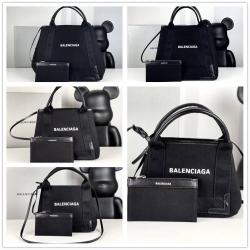 Balenciaga巴黎世家390346/339933/581292 NAVY CABAS黑色帆布购物袋托特包