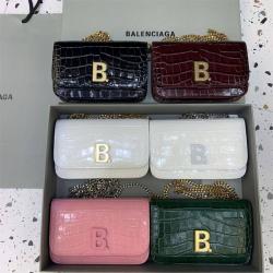 Balenciaga巴黎世家新款B.鳄鱼纹B BAG WOC链条包