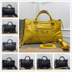 Balenciaga巴黎世家Classic Gold City大号裂纹羊皮机车包