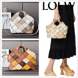 LOEWE罗意威A521T32 小号Surplus 皮革编织 Basket 菜篮子包062840