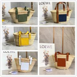 LOEWE罗意威327.02.S93小号棕榈叶和牛皮革 Basket 编织菜篮子包