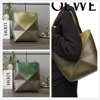 LOEWE罗意威官网女包A779G50X18 Puzzle Fold 手袋拼色折叠托特包052316