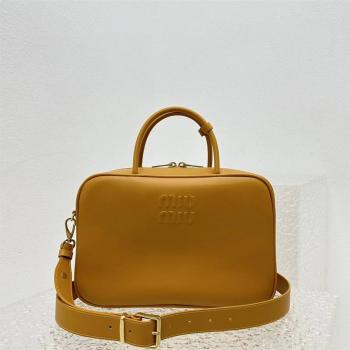 MIUMIU缪缪法国官网5BB117 顶部提手皮革手袋保龄球包公文包5568