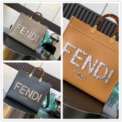 芬迪官网报价FENDI 8BH386 Sunshine 中号拼蛇皮阳光托特包购物袋