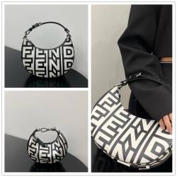 fendi品牌芬迪女包8BR798/7AS089黑白限量版新月包 Fendigraphy 腋下包