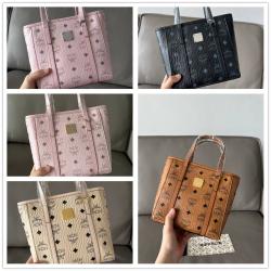 mcm美国官网MINI TONI VISETOS顶部拉链购物袋MWPAATN04