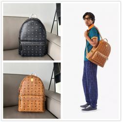 韩国买mcm便宜吗中号STARK侧饰铆钉VISETOS双肩背包MMKAAVE09