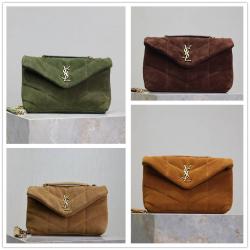 YSL中国官网包包圣罗兰759337 PUFFER TOY迷你麂皮双链条包