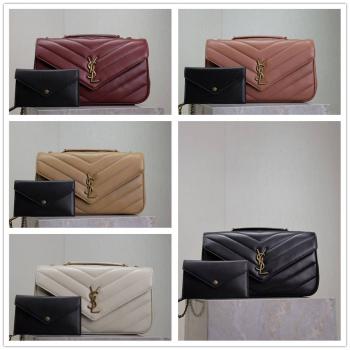 YSL香港官网圣罗兰801439 LOULOU中号绗缝小羊皮手袋链条包