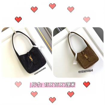 YSL圣罗兰包包官网809464 LE 5 À 7 BABY缎面和仿水晶柔软腋下包