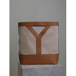 YSL圣罗兰官网正品817603 棉麻帆布拼皮公文包