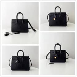 YSL圣罗兰包包官网421863/378299 SAC DE JOUR 金扣鳄鱼纹风琴包