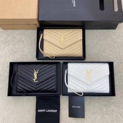 YSL圣罗兰包包官网651030 617662 ENVELOPE MIX 鱼子酱牛皮手拿包