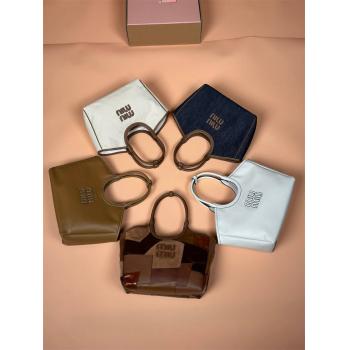 MIUMIU中国官网缪缪5BG281 IVY 拼接贴皮托特包