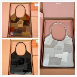 MIUMIU缪缪5BG231 IVY皮革拼贴手袋托特包