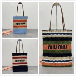 MIUMIU缪缪中文官网5BG248 拉菲草编织托特包