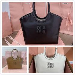 MIUMIU中文官网缪缪5BG281 IVY 皮革手袋中号托特包