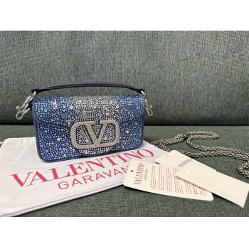 Valentino华伦天奴官网LOCÒ 小号牛仔布水晶钻腋下包链条包1133