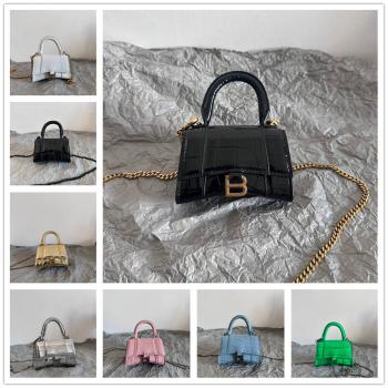 Balenciaga巴黎世家香港官网6646761 HOURGLASS 迷你鳄鱼纹链条包沙漏包