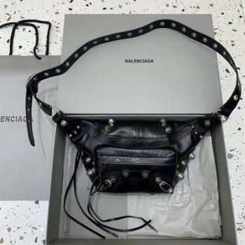 Balenciaga巴黎世家官网男包742014 LE CAGOLE MEN 中号机车铆钉腰包