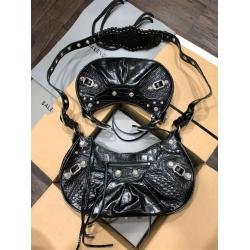 Balenciaga巴黎世家671309/671307镶钻鳄鱼纹 LE CAGOLE 月牙包腋下包饺子包